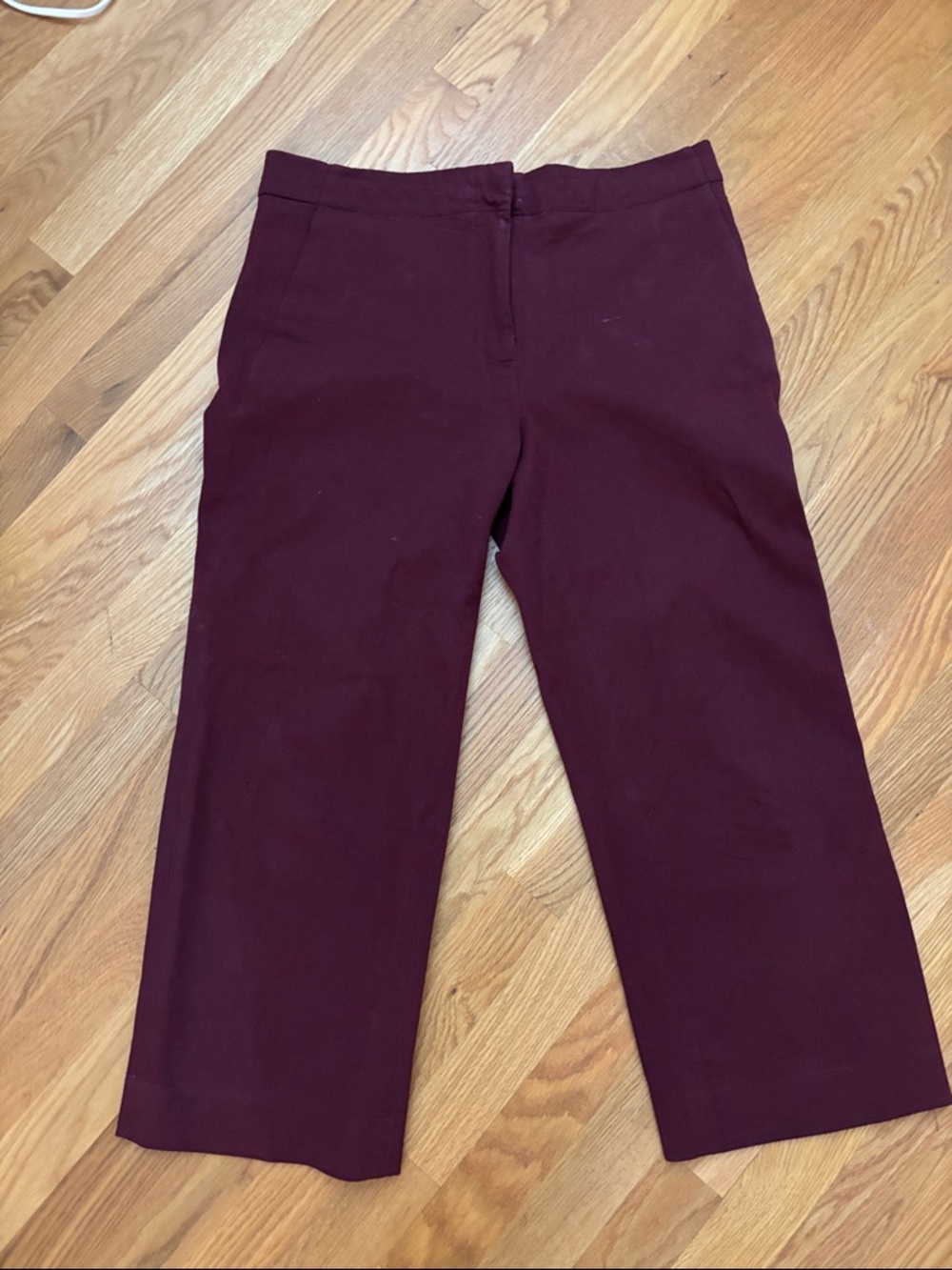 J. Crew Burgundy Straight-Leg Crop Pants